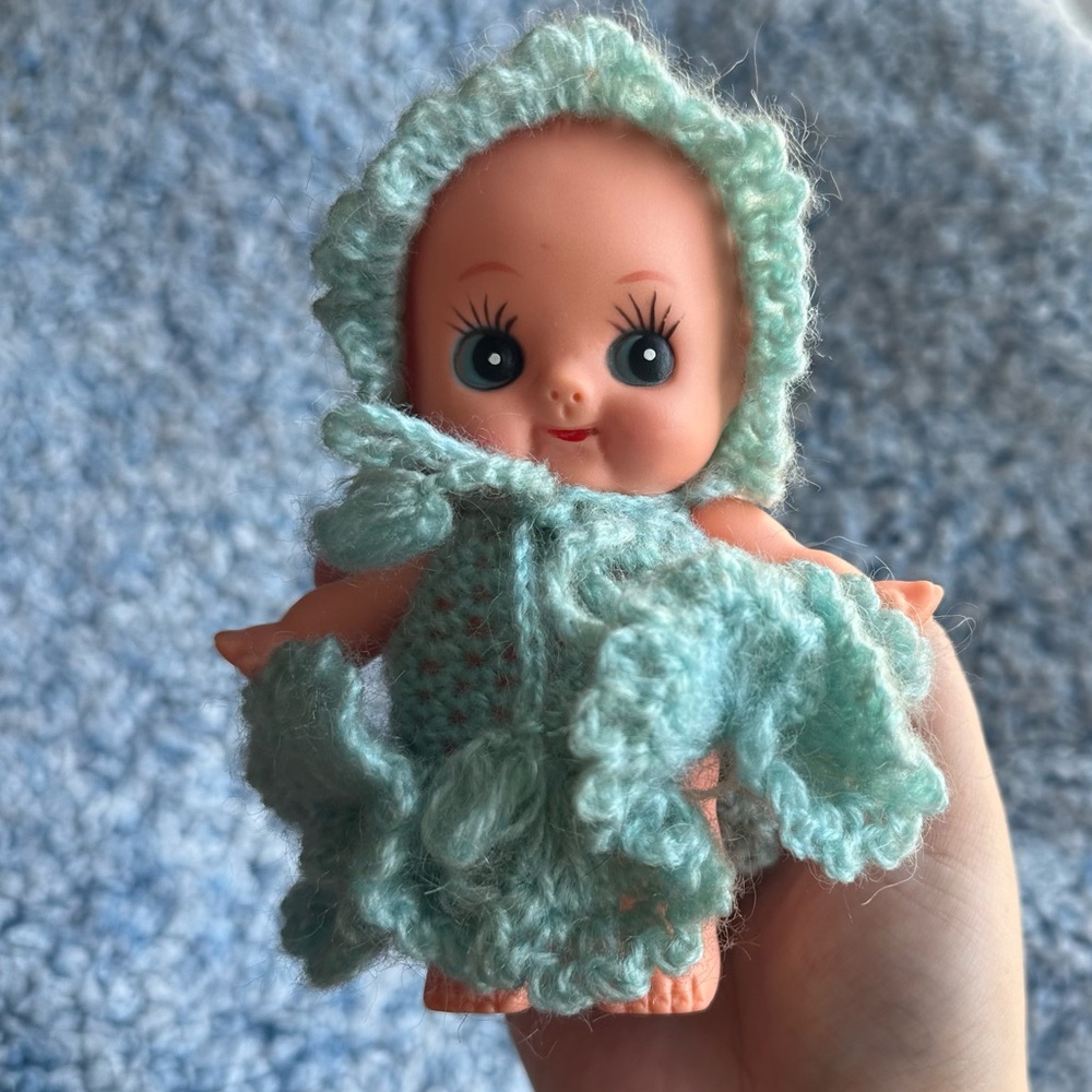 3/$50 - Kewpie doll with crochet dress (As is)